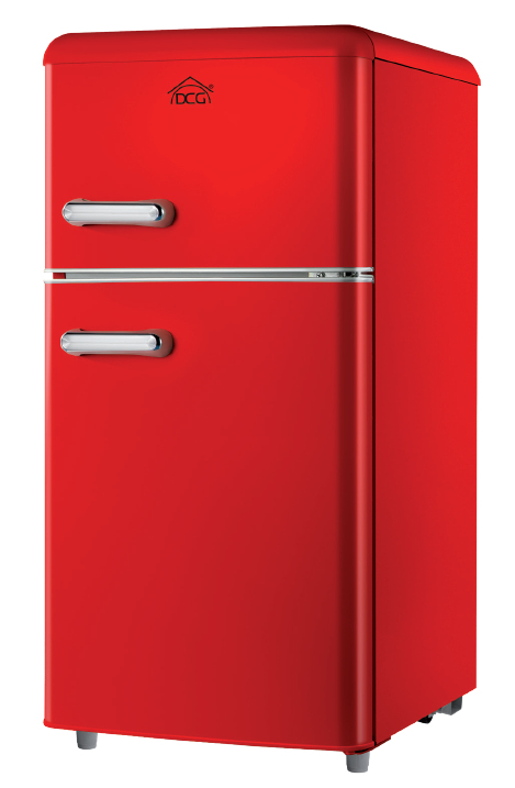 DCG MF100RCDP DOPPELTÜR-KÜHLSCHRANK, RETRO-LINE, 100 L, ROT