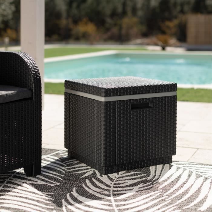 ALLIBERT Couchtisch aus geflochtenem Kunstharz - Grau