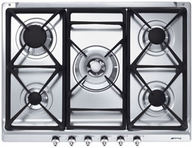 Smeg SE70SGH-5 Gasherd mit 5 Brennern, 70/75 cm, INOX