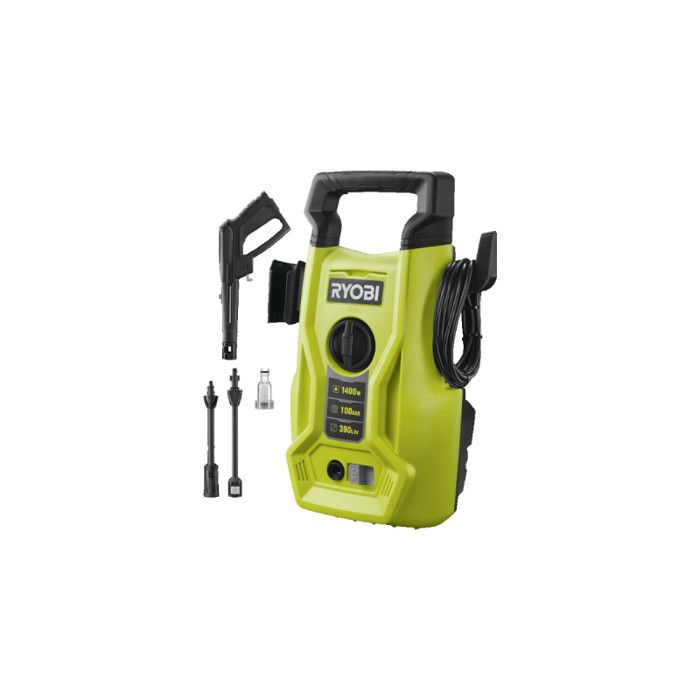 Ryobi RY100PWA Hochdruckreiniger, 1400 W, 100 bar, 360 l, flexibles PVC, 5 m, Lance Vario