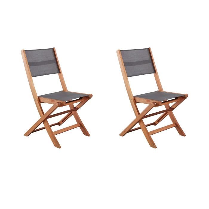 Set mit 2 Stühlen aus FSC-Akazienholz und Textilen - Grau