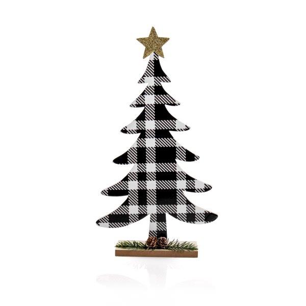 Baum • Holzdekoration 19 x 6 x H 35 cm - Black Tartan