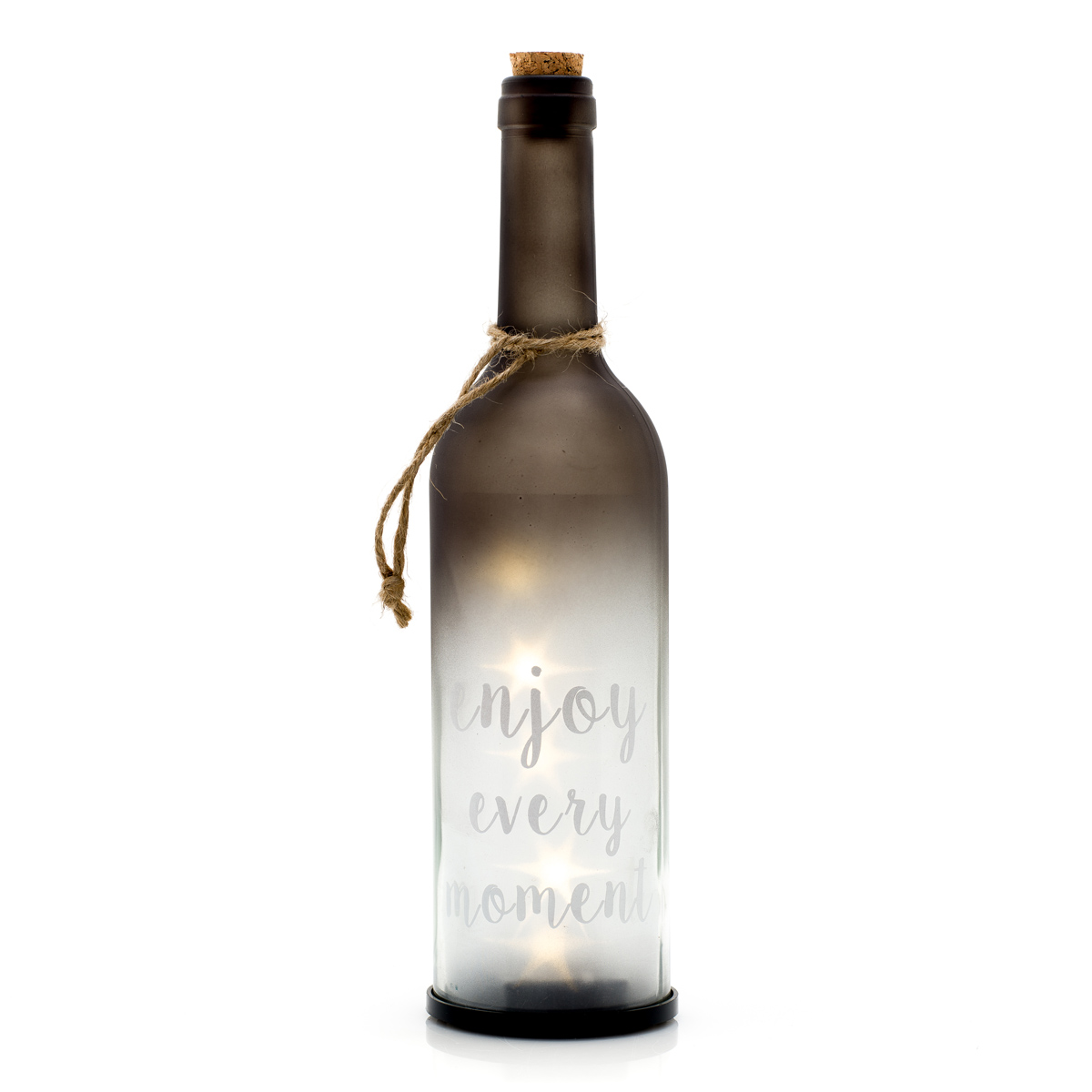 PVC decoration. <br>Bottle with phrase with LED <br>Ø 8 x h 29 cm - Decor