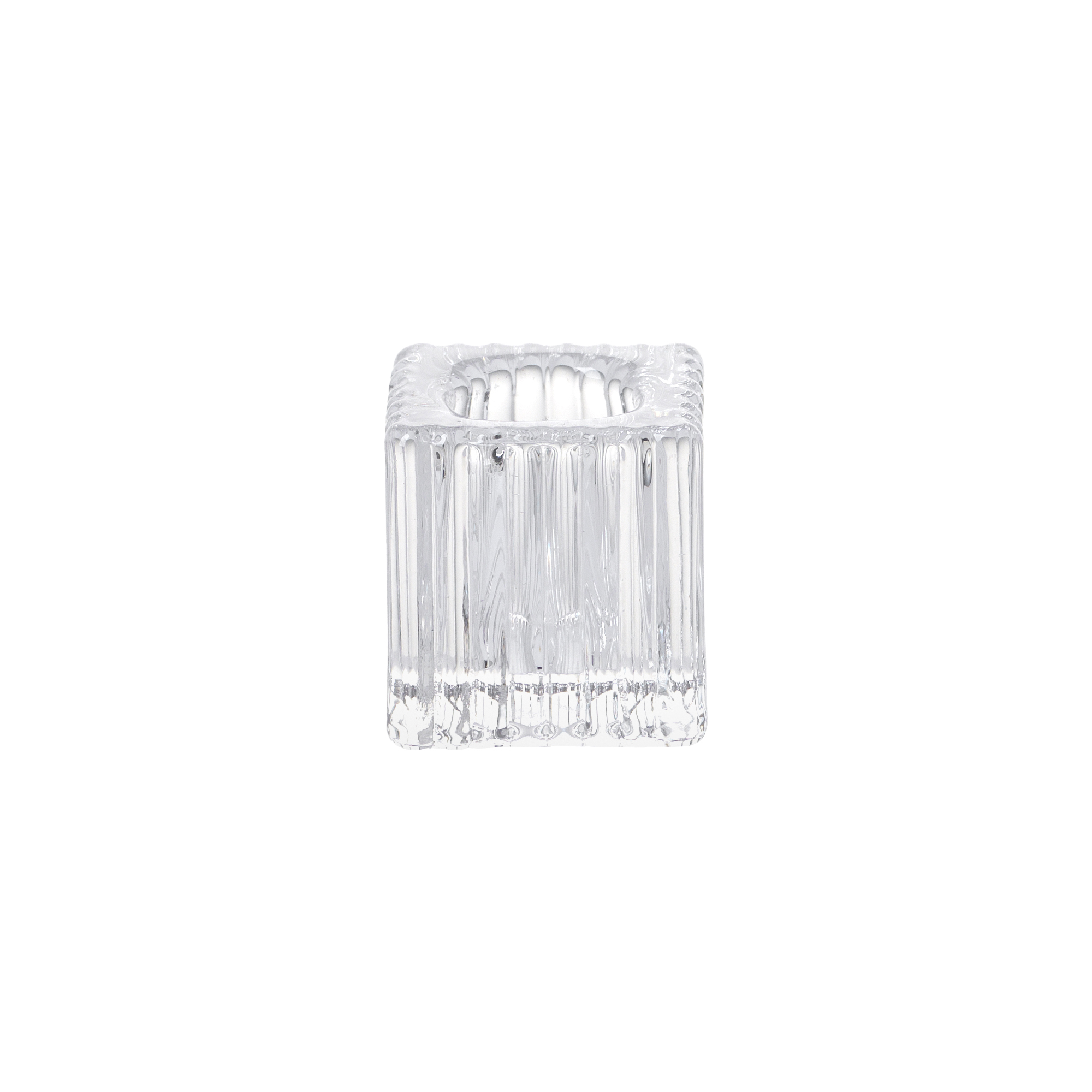 Set of 6 candlesticks in clear striped glass 4 x 4 x h 4 cm - Floreal