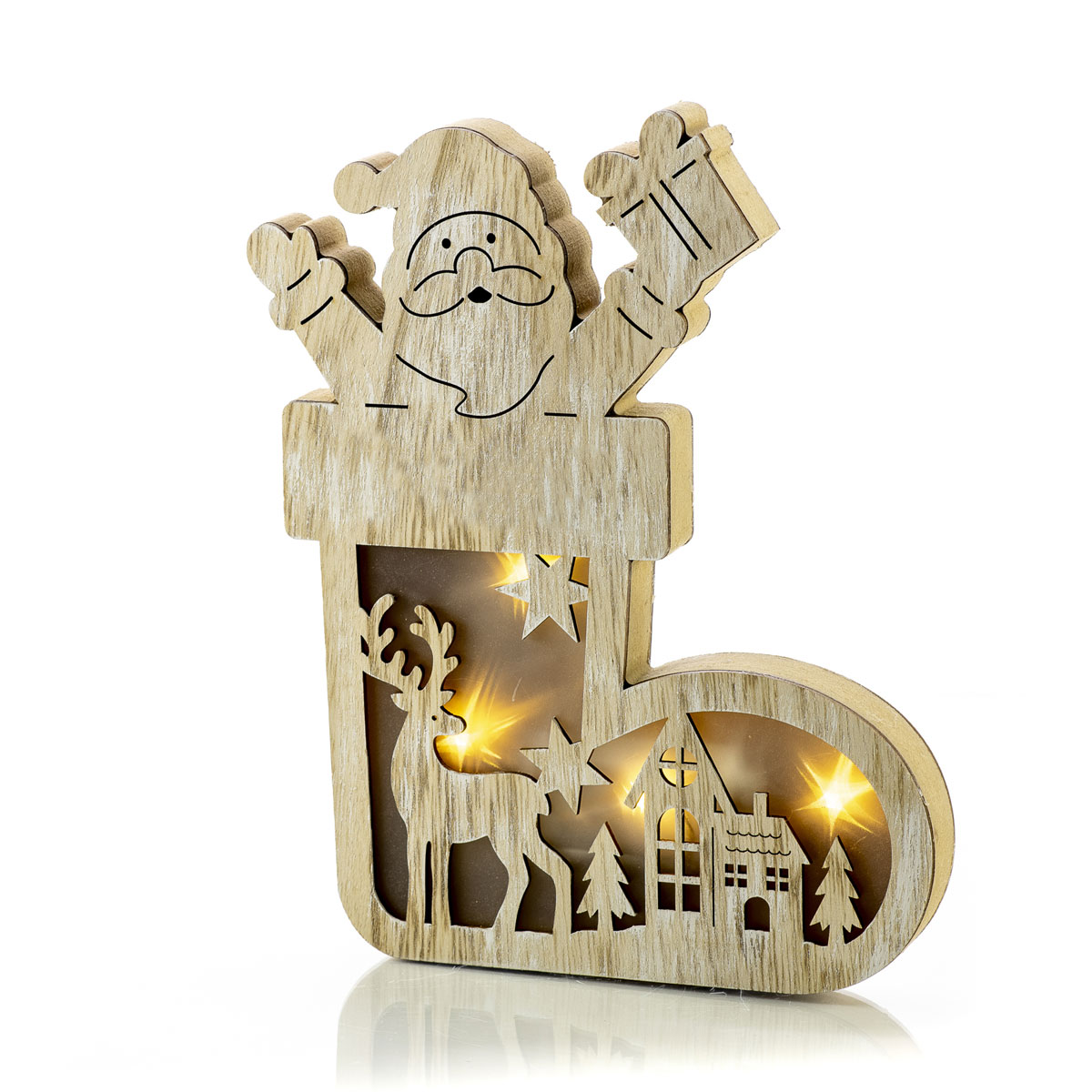 Wooden decoration with engraving and LED - Decor
