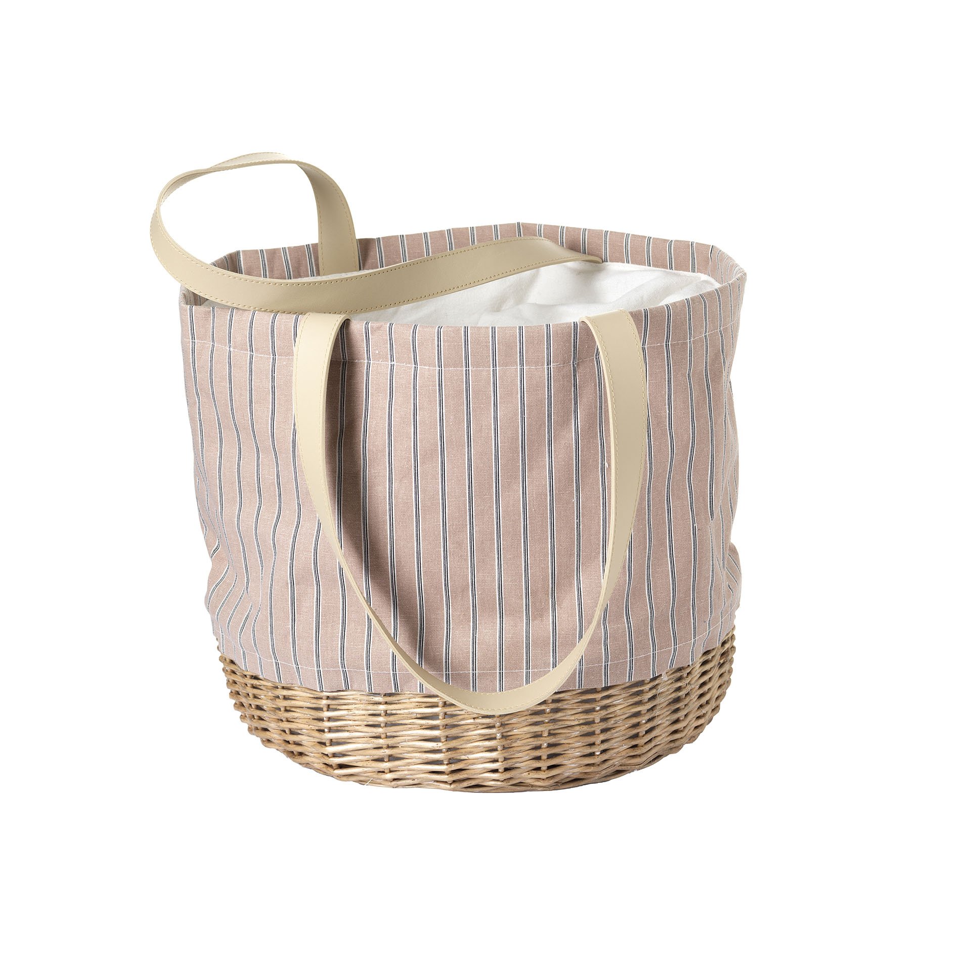 Picnic bag. Striped fabric exterior and woven wicker bottom with thermal interior and drawstring closure. 38 x 30 x h 30 cm - Subway
