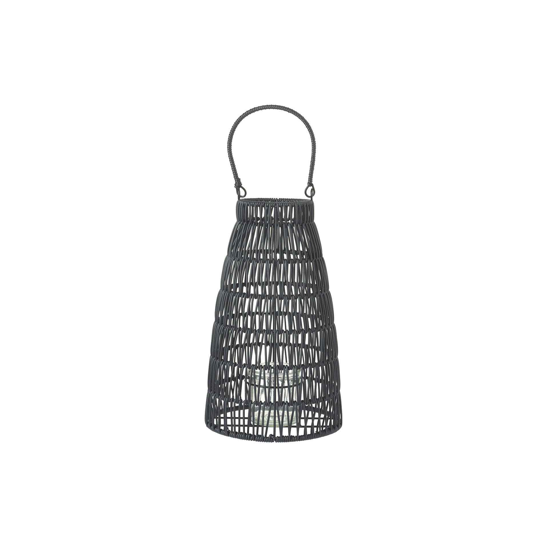 Lantern with synthetic rattan handle with glass candle jar. Ø 20 x h 34 cm - Illumina