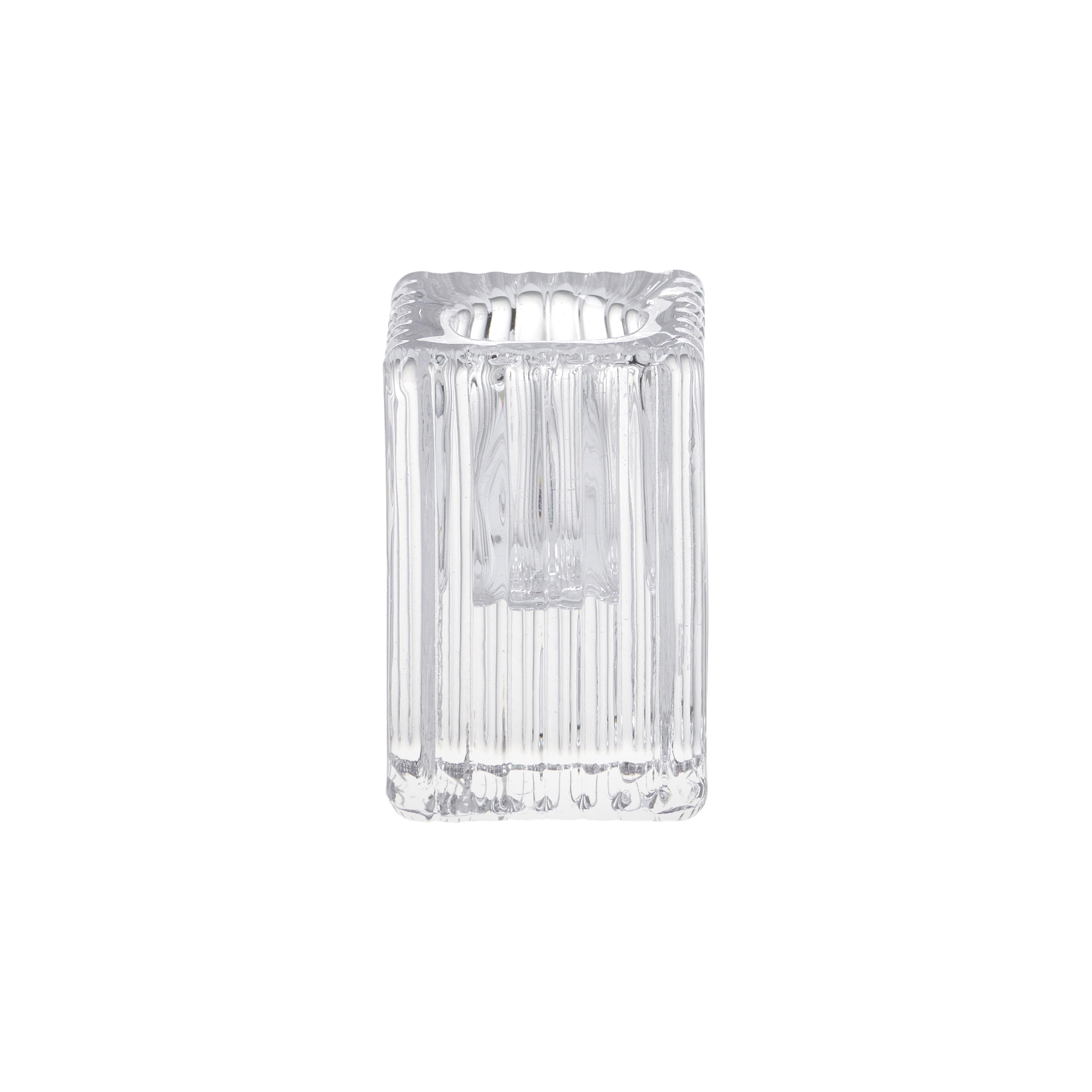 Set 6 candelabri in glass rigato trasparente 4 x 4 x h 6 cm - Floreal