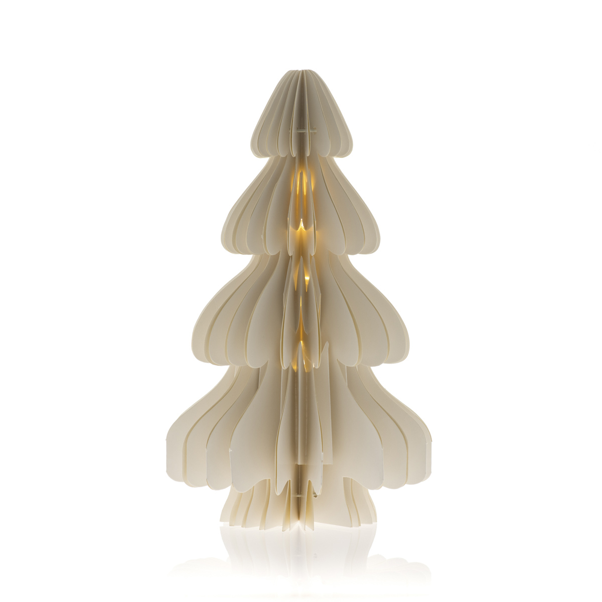 Decorazione in carta. Albero Natale con stella 3D<br>con LED • Ø 31 x h 36 cm - Decor