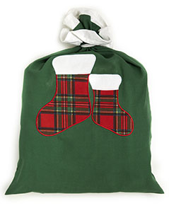 Santa Claus bag green 100% cotton decorated 50 x 70 cm - Kilty