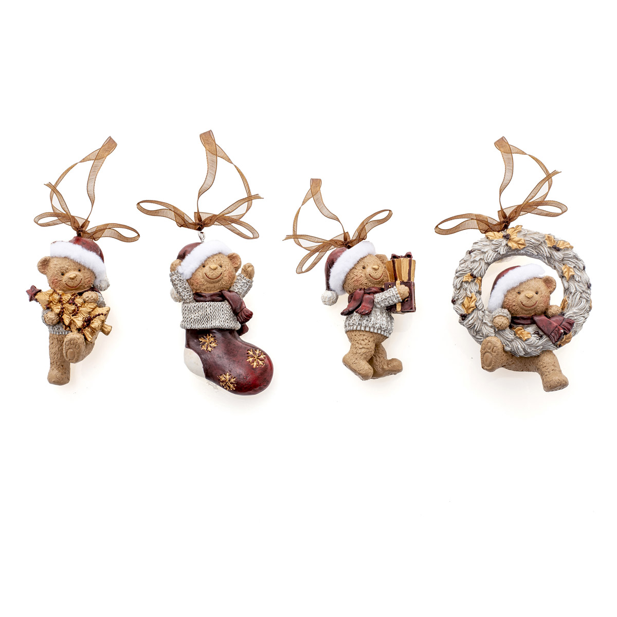 Decorations/place cards in polyresin teddy bears Ø 7 x h 9 cm (sale min. 4 pieces) - Courmayeur