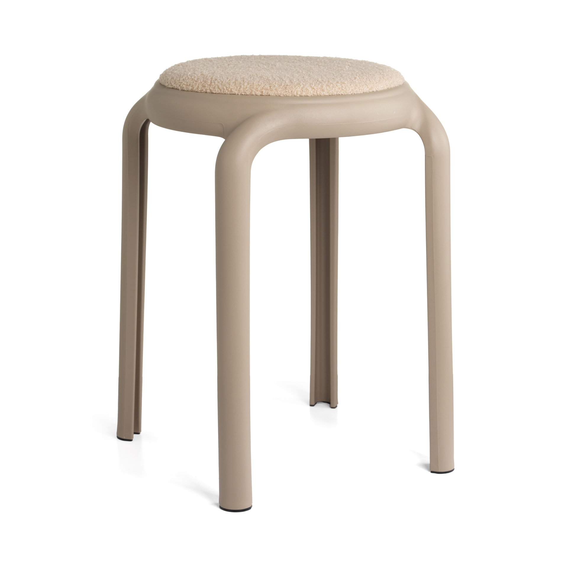 Sgabello Impilabile Con Seduta In Bouclé - Relax