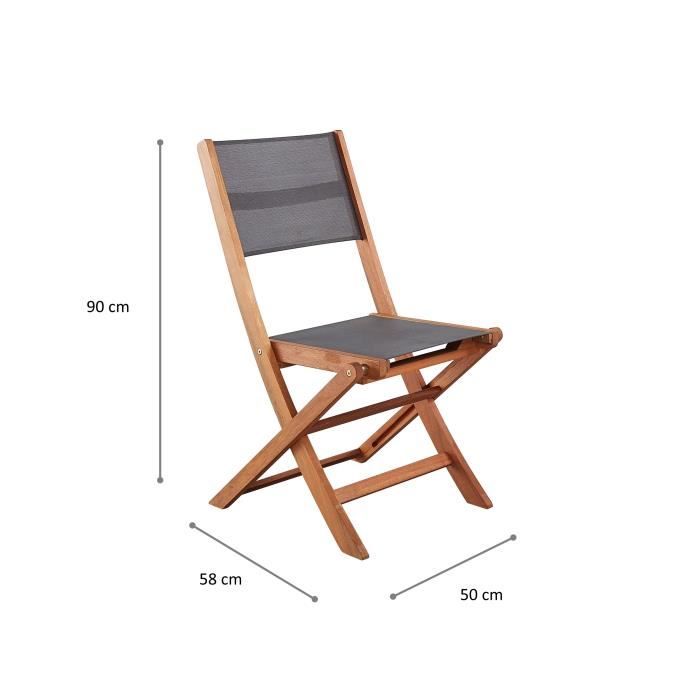 Set mit 2 Stühlen aus FSC-Akazienholz und Textilen - Grau