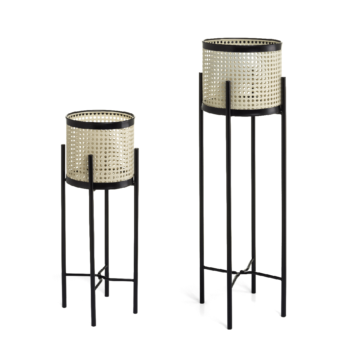 Übertopf mit Ständer, satiniert, 2er-Set