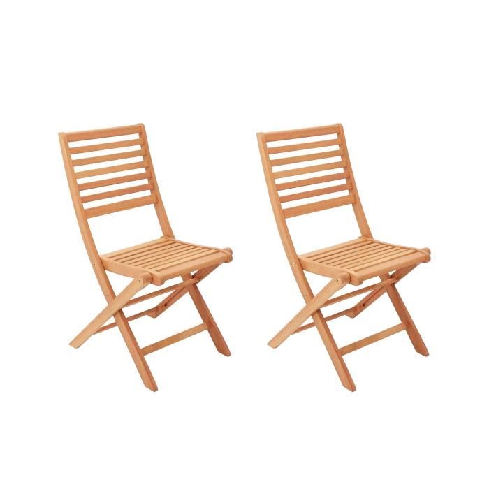 Set aus 2 zusammenklappbaren Gartenstühlen aus FSC-Eukalyptus — 57,5 x 46,5 x 90 cm