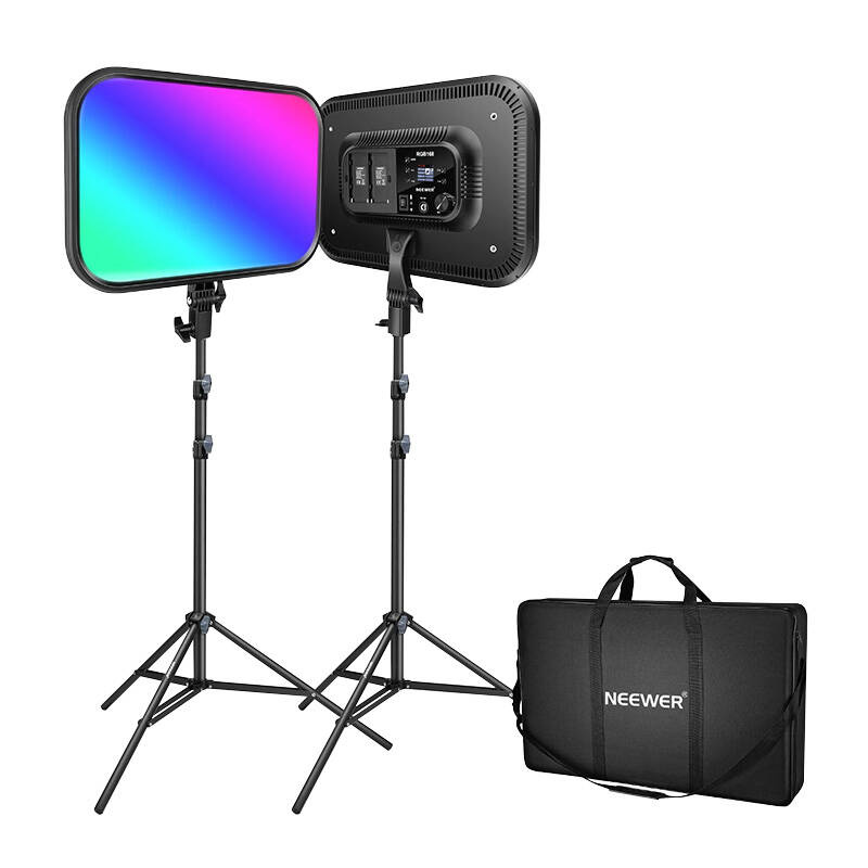 Kit of 2 Neewer RGB168 RGB LED Lamps, 60W Each, 2500-8500K