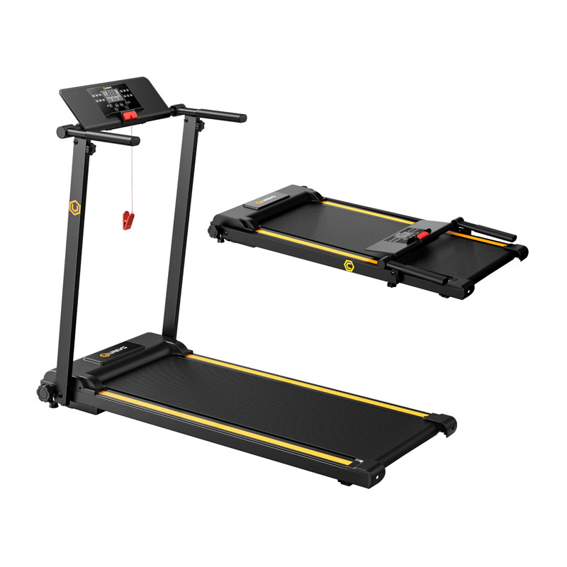 UREVO Foldi Mini-Elektrotraktor, zusammenklappbar, Schwarz und Orange, ideal für Heimfitness
