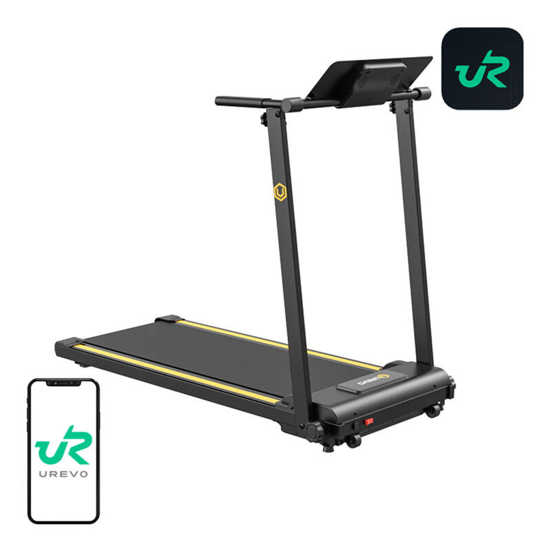 UREVO Foldi Mini-Elektrotraktor, zusammenklappbar, Schwarz und Orange, ideal für Heimfitness