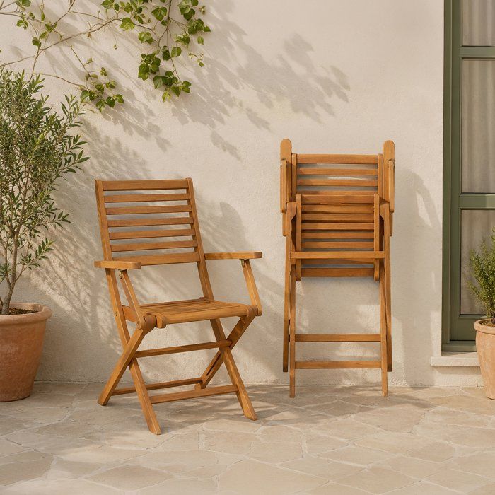 Set aus 2 zusammenklappbaren Gartenstühlen aus FSC-Eukalyptus — 57,5 x 56 x 90 cm