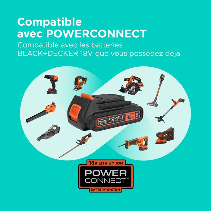 Black & Decker Powercommand Akku-Kabelschneider, 18 V, kabellos, 30 cm — 4 Ah — 1 Batterie — 1 Rolle mit 10 m 1,6 mm Kabel — 1 Ladegerät