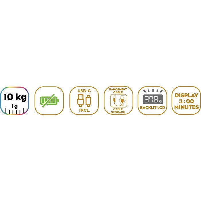 Bilancia da cucina - LITTLE BALANCE - 8845 - Happy Genius 10 - USB - Senza batterie - Scanalata