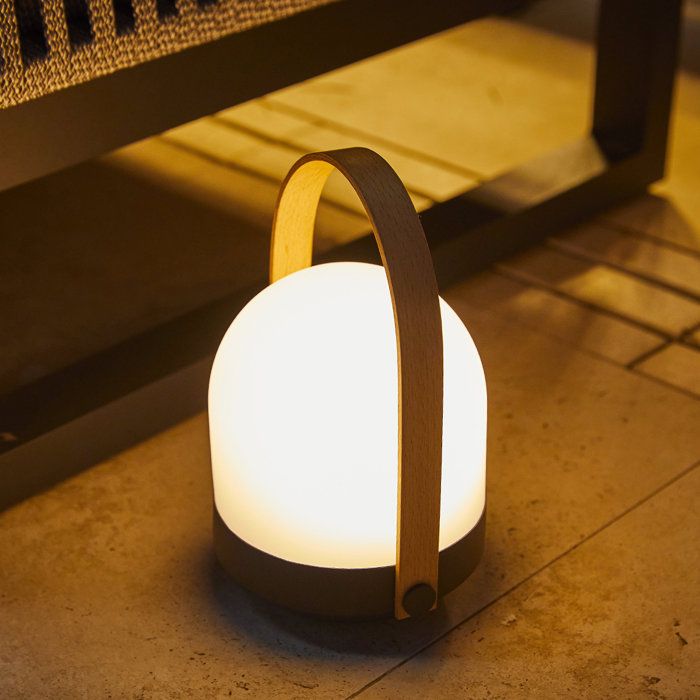 Lampada portatile senza fili LUMISKY AURA - LED bianco caldo dimmerabile - manico in bamb� - ricaricabile - altezza 27 cm