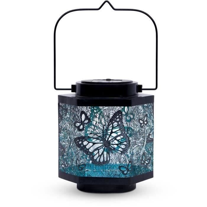 Lanterna solare - GARDEN ID Papillon - �13 h15 cm - Autonomia 8 ore - Interruttore - Batteria AAA ricaricabile.