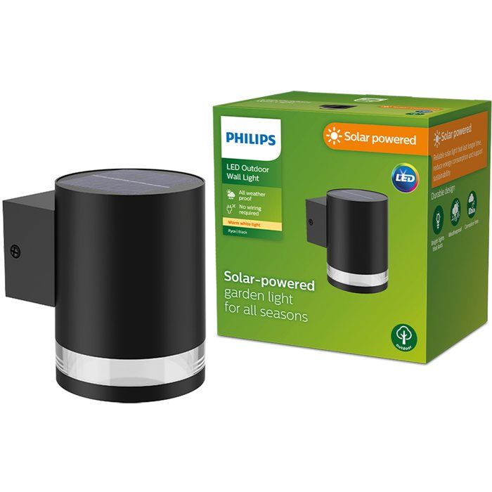 Applique da parete - PHILIPS - Fyce - ad energia solare - nera