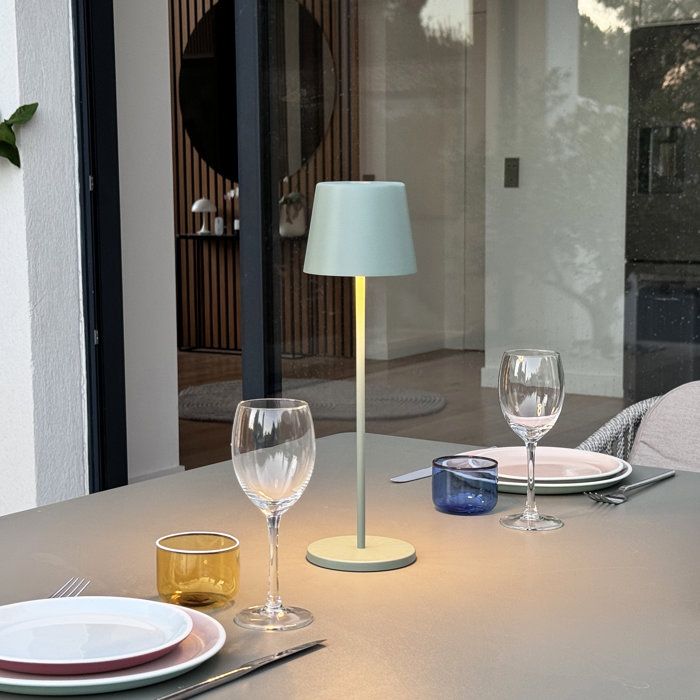 Lampada da tavolo wireless - LUMISKY - KELLY OLIVE - Alluminio verde - LED bianco dimmerabile - Ricaricabile - H38 cm