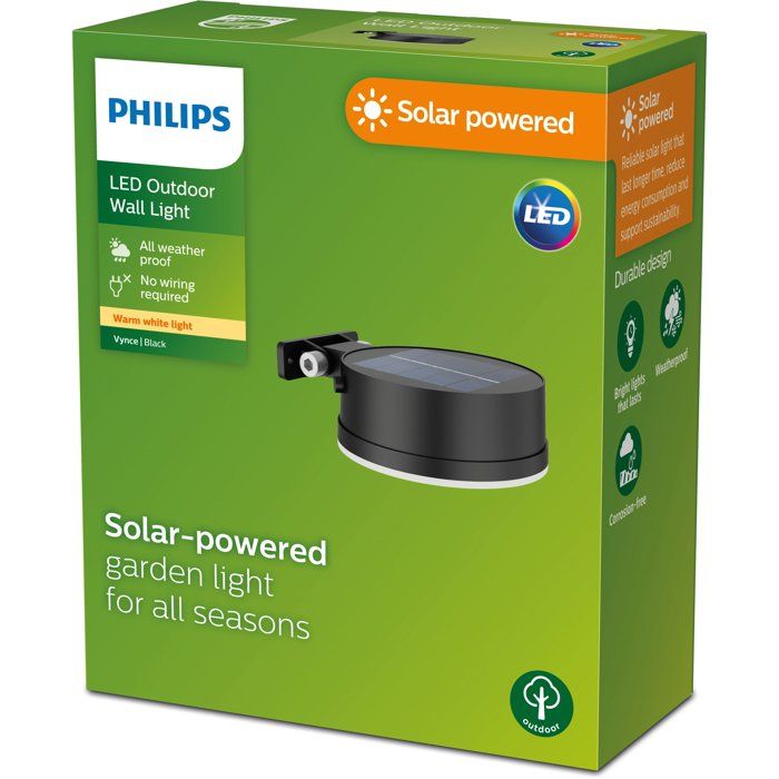 Applique da parete - PHILIPS - Vynce - Solare rotonda - Nera