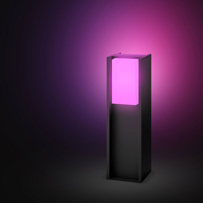 Lampada a paletto a basso profilo - PHILIPS HUE - Turaco - Grigio antracite - IP44 - Luce bianca e colorata - 1100 lumen
