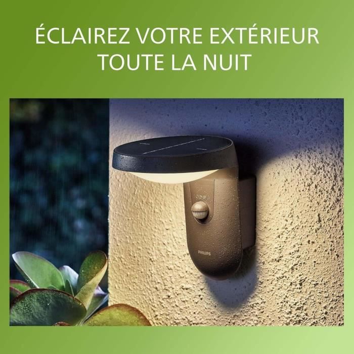 Applique da parete - PHILIPS - Tyla - ad energia solare - Antracite - Con sensore - 1,2 W