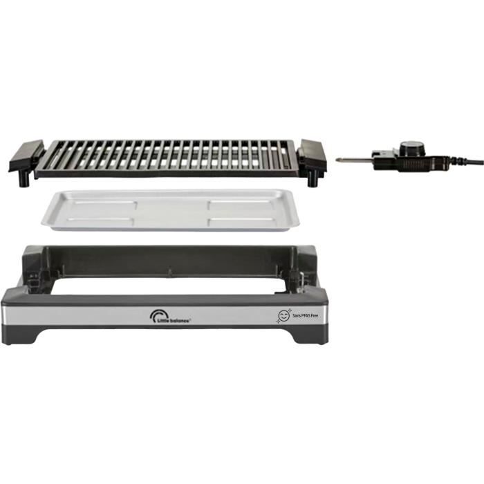 Barbecue elettrico LITTLE BALANCE - Easy Nopifas - Superficie di cottura 38 x 25 cm - Rivestimento microceramico senza PFAS - 2000W