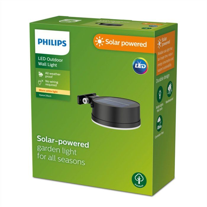 Applique da parete - PHILIPS - Vynce - Solare rotonda - Nera