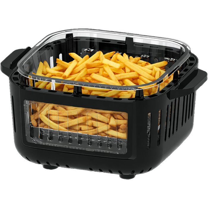 Friggitrice ad aria in vetro Continental Edison CEFR642G - 1600W - 6L e 4,2L - Nera