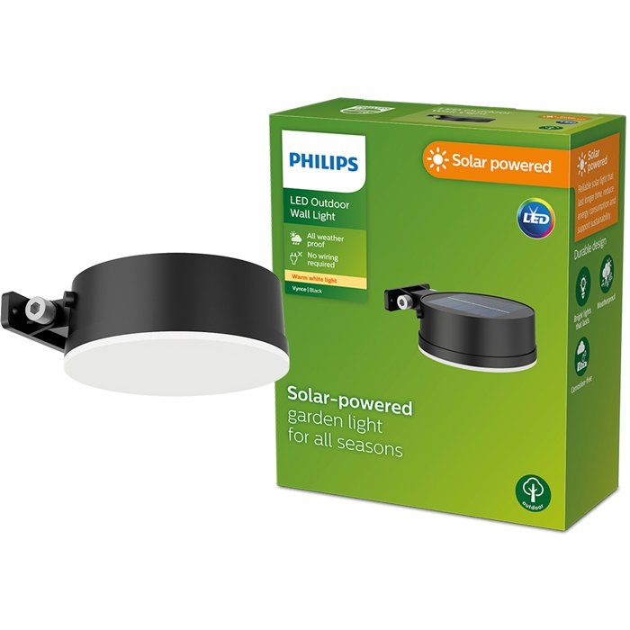 Applique da parete - PHILIPS - Vynce - Solare rotonda - Nera
