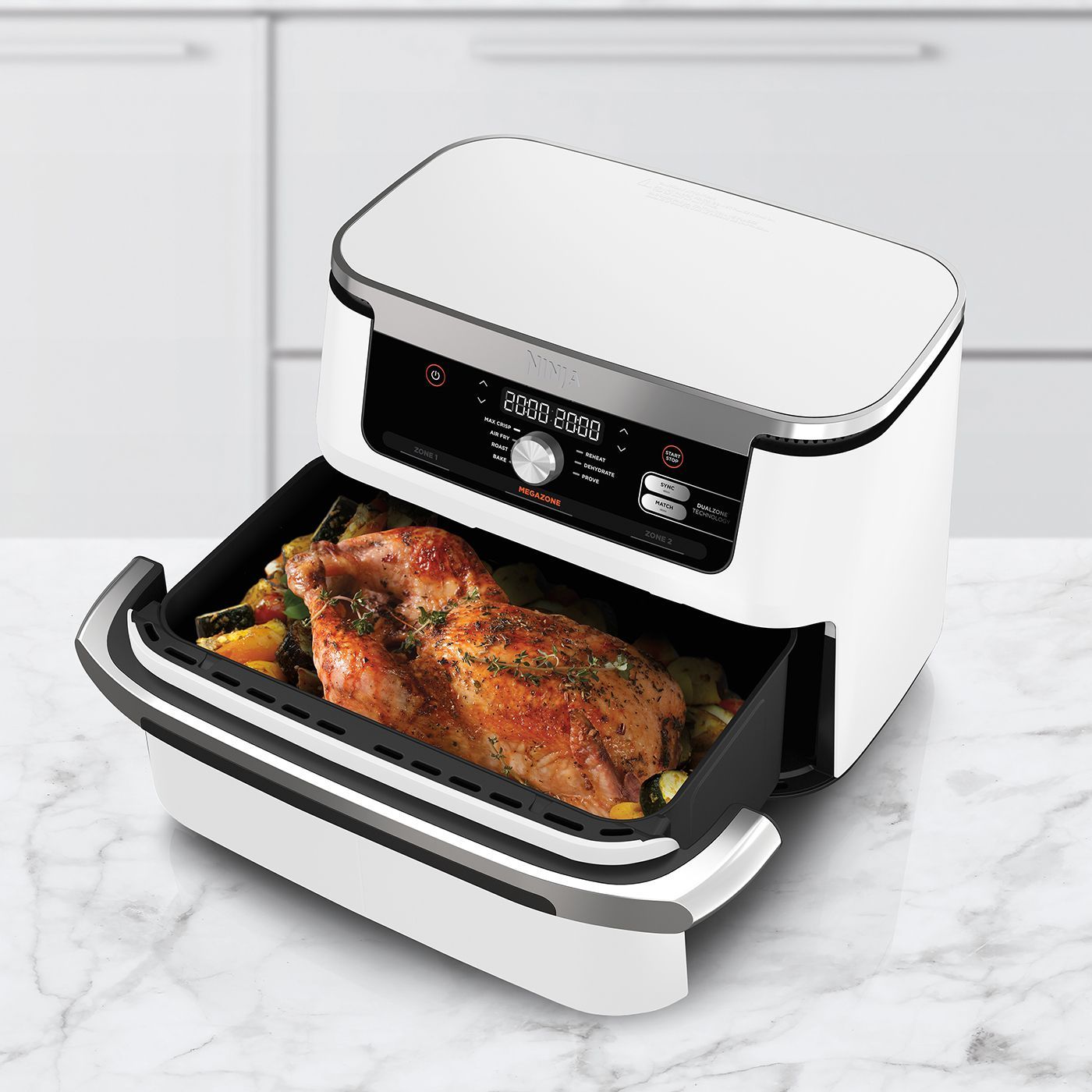 Friggitrice ad aria NINJA Foodi Flex AF500EUWH - Capacit� 10,4 l - 7 programmi di cottura - Bianco - 2470 W