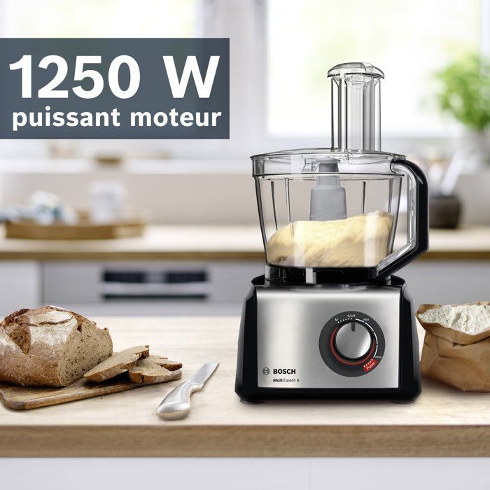 Robot da cucina multifunzione - BOSCH - B1EMC812S8 - 1250 W - 3,9 L - Velocit� variabile + Turbo - Bianco / Acciaio inox
