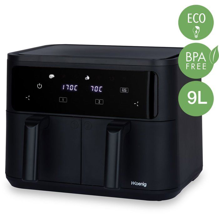 Friggitrice senza olio HKoeNIG - FRY900 - Capacit� 9 l - Doppia vasca 4,5 l - 8 programmi di cottura - 2400 W