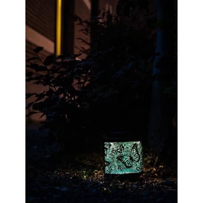 Lanterna solare - GARDEN ID Papillon - �13 h15 cm - Autonomia 8 ore - Interruttore - Batteria AAA ricaricabile.