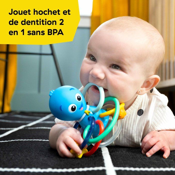 BABY EINSTEIN Ocean Explorers Opus' Shake & Soothe Massaggiagengive, giocattolo e sonaglio, dalla nascita