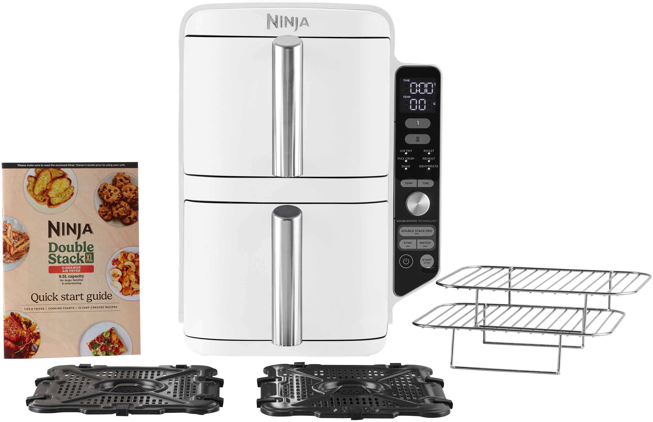 Friggitrice ad aria NINJA - Doppia pila XL SL400EUWH - Capacit� 9,5 l - 6 programmi di cottura - Bianco - 2470 W