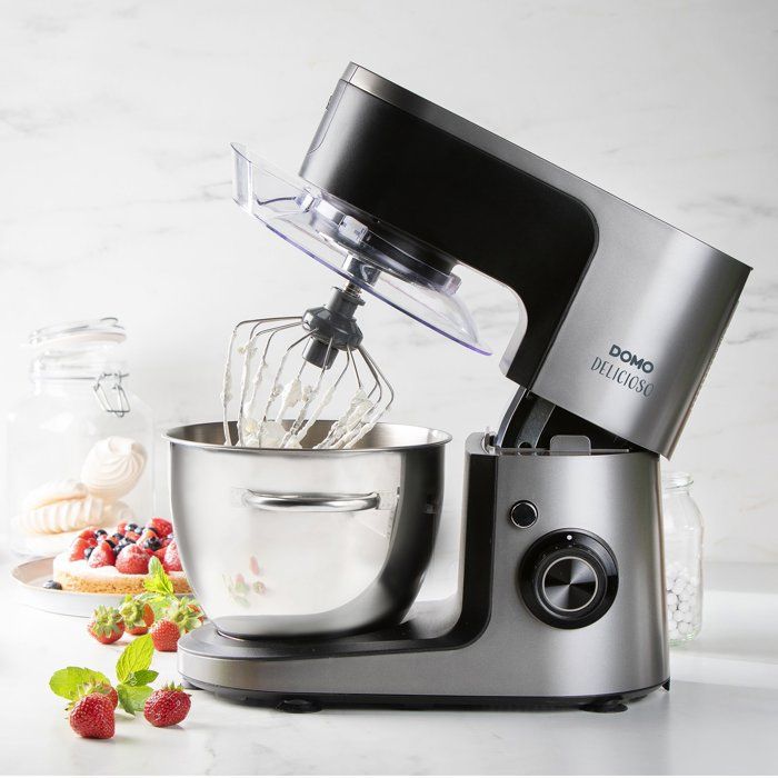 Impastatrice planetaria multifunzione - DOMO - 1200 W - 4,5 L - 8 velocit� + Pulse - Grigio / Nero