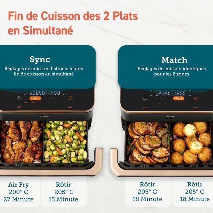Friggitrice senza olio COSORI - Dual Blaze Twinfry Chef Edition - Capacit� 10 l - 6 programmi - 2800 W - Nero