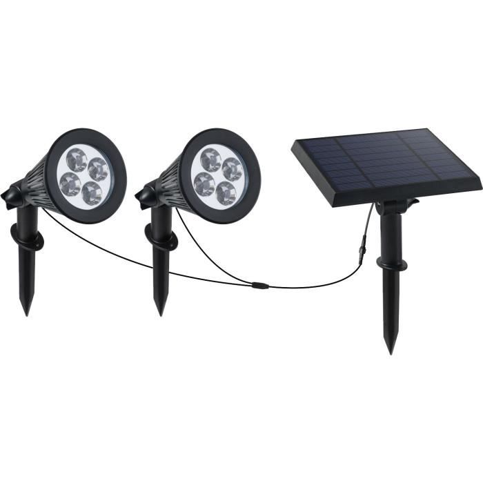 Doppelter Solarstrahler, verbunden mit einem 2-in-1-Solarpanel aus der Ferne, um eine leistungsstarke, dimmbare weiße LED-Beleuchtung zu stechen oder zu reparieren FAMILY SPIKY