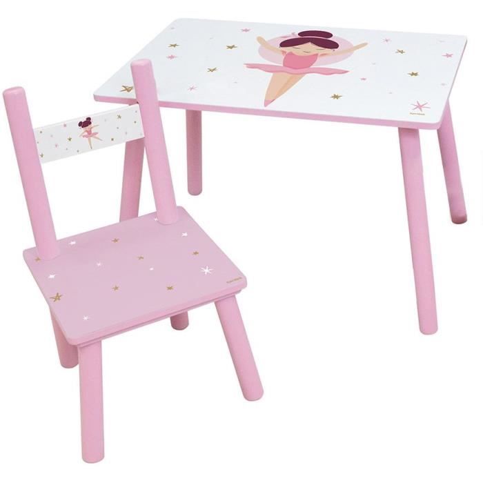 FUN HOUSE Ballerina Ballerina Tisch H 41,5 cm x B 61 cm x T 42 cm mit einem Stuhl H 49,5 cm x B 31 cm x T 31,5 cm - Für Kinder