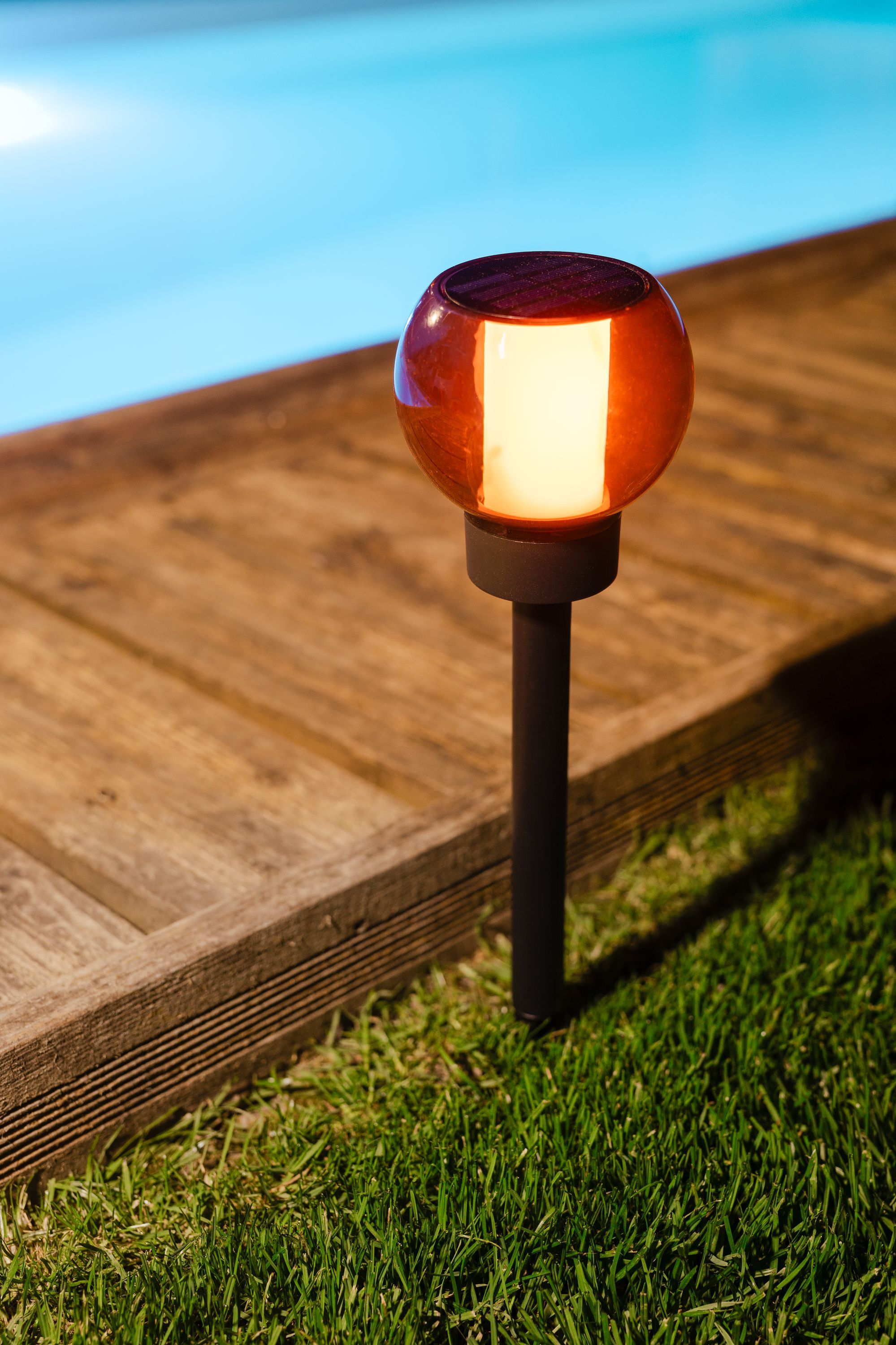 Lanterna solare - GALIX - G2625 - Effetto fiamma naturale - 12 LED SMD - Ambra - � 10,5 cm - H 41 cm - 4 lumen