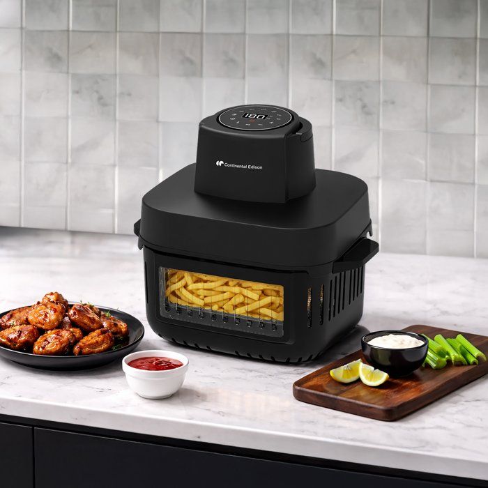 Friggitrice ad aria in vetro Continental Edison CEFR642G - 1600W - 6L e 4,2L - Nera
