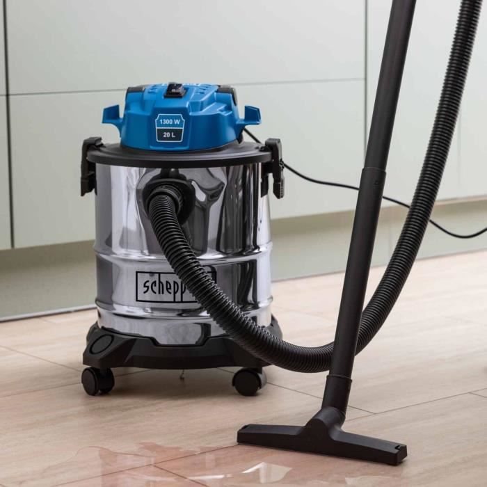 Aspirapolvere per solidi e liquidi V20 - 1300 W - Serbatoio in acciaio inox da 20 l - SCHEPPACH