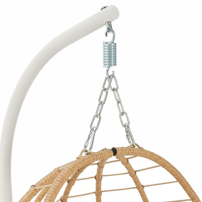Poltrona sospesa a uovo - PALAVA - Struttura in acciaio - Intreccio in rattan sintetico - P95 x L98 x A200 cm